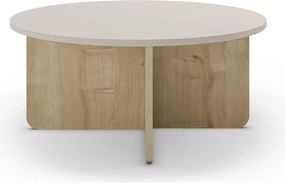 Tavolino da salotto rotondo color crema/di colore naturale con effetto rovere ø 80 cm Hillary – Marckeric