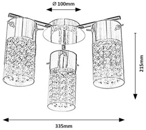 Rabalux 2195 - Plafoniera da bagno NIAGARA 3xE14/40W/230V IP44