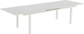 Tavolo allungabile da esterno rettangolare in alluminio e vetro bianco 12 posti L 100 a 100x256cm, Odyssea NATERIAL