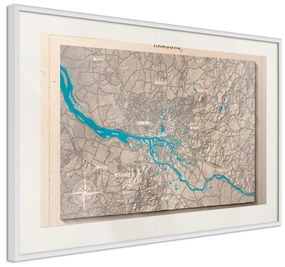 Poster  Raised Relief Map: Hamburg  Cornice Quadri Cornice d'oro, Larghezza x Altezza Home decor 30x20