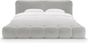 Letto matrimoniale imbottito grigio con contenitore con rete inclusa 180x200 cm Solange – Micadoni