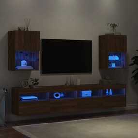 Mobili Porta TV con Luci LED 2 pz Rovere Marrone 40,5x30x60 cm