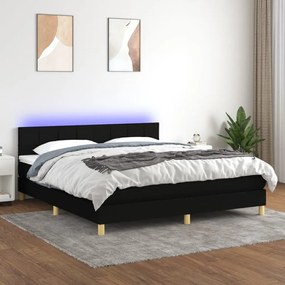 Letto A Molle Con Materasso E Led Nero 160x200 Cm İn Tessuto /