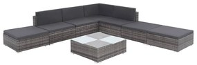 Set Divani da Giardino 8 pz con Cuscini in Polyrattan Grigio