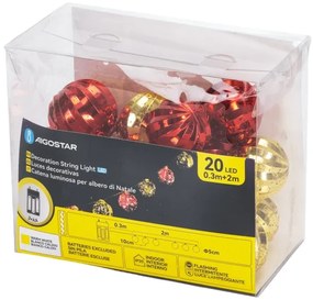 Aigostar - Catena luminosa natalizia 20xLED/3xAA 2m bianco caldo