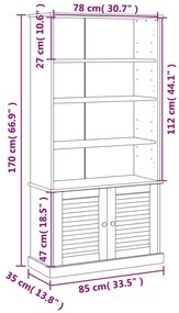 Libreria VIGO 85x35x170 cm in Legno Massello di Pino Bianco