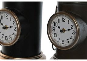 Orologio da Tavolo Home ESPRIT Nero Dorato Metallo polipropilene Vintage 17 x 18 x 34,5 cm (2 Unità)