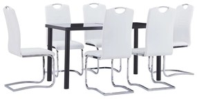 Set Sala Da Pranzo 7 Pz İn Similpelle Bianco /