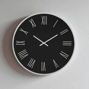Orologio rotondo D80 cm in Laminam Nero con dettagli Argento LAZARUS