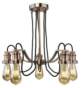 Lampadario Contemporaneo Olivia Acciaio Rame 5 Luci E27