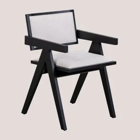 Confezione da 2 sedie da pranzo imbottite con braccioli in legno di - Sklum