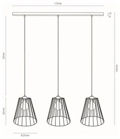 Spot-Light DO19319304 - Lampadario a sospensione con filo ORAZIO 3xE27/60W/230V pino