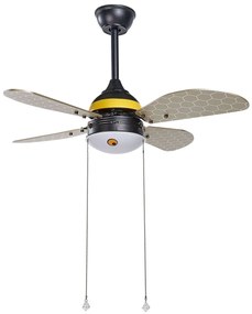 Ventilatore da soffitto nero e giallo con luce DOLORES Beliani
