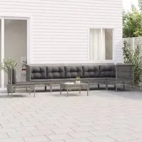 Set Divani da Giardino 8 pz con Cuscini in Polyrattan Grigio 3187527