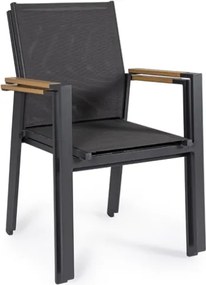 Sedia Da Esterno Con Braccioli In Alluminio E Textilene Heta Antracite Bizzotto