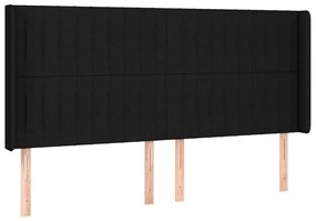 Testiera ad orecchio nera 183x16x118/128 cm in tessuto