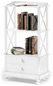 Libreria arte povera in legno massello con rifinitura in bianco 54x34x105