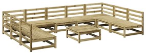 Set divani da giardino 10 pz in legno impregnato di pino