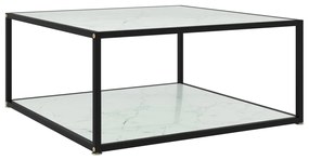 Tavolino Da Salotto Bianco 80x80x35 Cm İn Vetro Temperato /