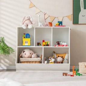 Costway Libreria per bambini con 5 scomparti, Mobile porta giochi con kit antiribaltamento