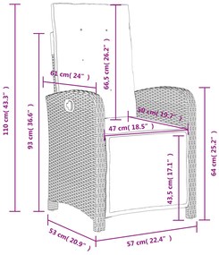 Set da Pranzo da Giardino 4 pz con Cuscini Nero in Polyrattan