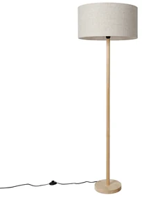 Lampada da terra rustica in legno con paralume marrone chiaro - Mels