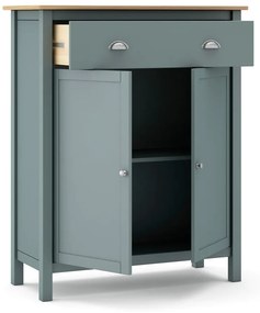 Cassettiera verde polveroso in pino massiccio 90x110x40 cm Misti – Marckeric