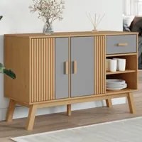 Credenza OLDEN Grigia e Marrone 114x43x73,5 cm Massello di Pino 358607