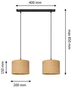 Lampadario a sospensione con filo ALBA 2xE27/15W/230V marrone/nero