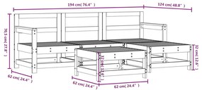 Set Salotto da Giardino 5 pz in Legno Impregnato di Pino