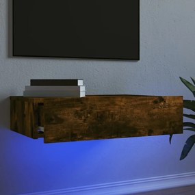 Mobile porta tv con luci led rovere fumo 60x35x15,5 cm