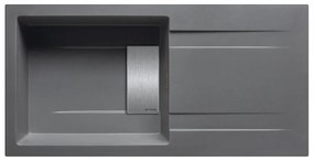Lavello integrato 1 vasca con gocciolatoio laterale destro o sinistro PYRAMIS Kartesio granito L 50 x L 100 cm grigio