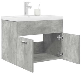 Mobile Da Bagno Con Lavabo Integrato E Rubinetto Grigio Cemento /