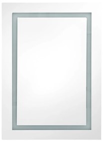 Armadietto bagno con specchio e led bianco e rovere 50x13x70 cm