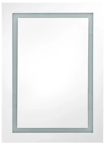 Armadietto bagno con specchio e led bianco e rovere 50x13x70 cm