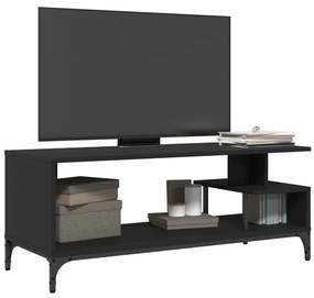 Mobile tv nero 102x40x41cm legno e acciaio verniciato a polvere