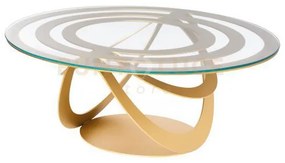 Tavolino in ferro e vetro optical ovale oro trasparente