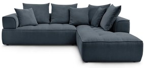 Divano angolare blu scuro (penisola a destra/a L) con rivestimento in ciniglia Whesley – Bobochic Paris
