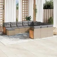 Set Divani da Giardino 12 pz con Cuscini Beige in Polyrattan 3228264