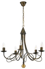 Lampadario Country charm Lampadario MILVIA in Metallo con 5 - E14 bronzo paralume bronzo 5x E14 Ø60cm