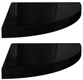 Scaffali angolari a parete 2 pz nero lucido 35x35x3,8 cm mdf