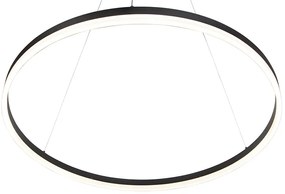 Lampada a sospensione di design nera 80 cm con LED dimmerabile a 3 livelli - Anello