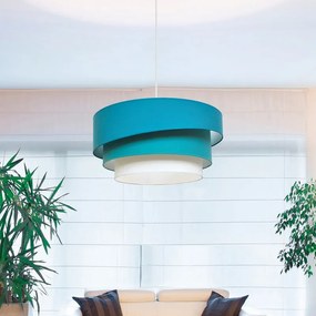Lampadario Moderno Triplo Cilindro bianco paralume azzurro e bianco sporco e blu baltico E27 Ø58cm