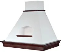 Cappa aspirante MARY C/NICCHIA in acciaio inox bianca e cornice in legno colore tabacco cm 90