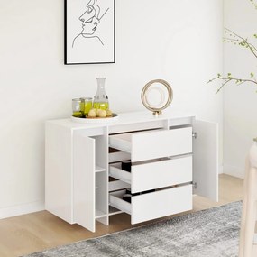 Credenza con 3 cassetti bianca 120x41x75 cm in truciolato