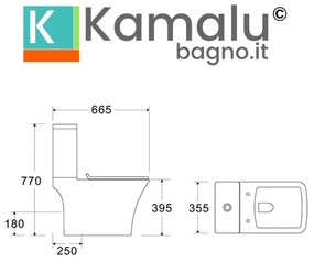 Kamalu - wc monoblocco rimless con scarico a terra | tetra-to20