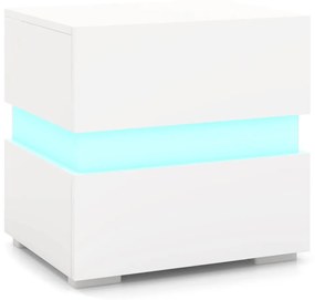 Costway Comodino a LED con cassetti telecomando 22 modalità di luce 10 velocità, Tavolino laterale moderno da salotto 2 Colori