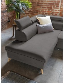 Divano letto angolare a U in velluto grigio scuro (angolo sinistro) Sweet Harmony - Miuform