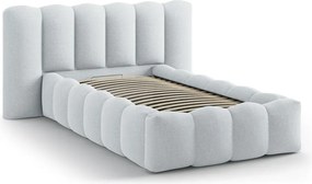 Letto singolo imbottito grigio chiaro con contenitore con rete inclusa 90x200 cm Lupine – Micadoni