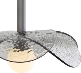 Lampada a sospensione di design argento con vetro fumé - Kemner